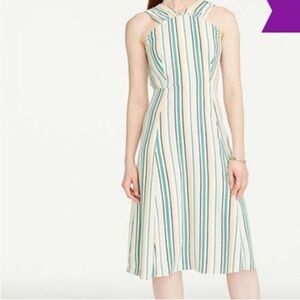 Ann Taylor Green Stripe Halter Type
Midi Dress 8p blemish
